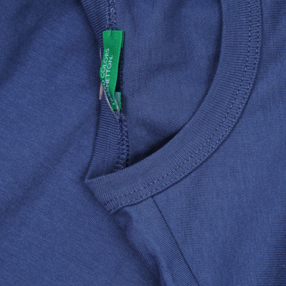 Памучна тениска с надпис Indigo boy за бебе, синя Benetton 268156 3