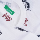 Памучна тениска с графичен принт за бебе, бяла Benetton 268164 3