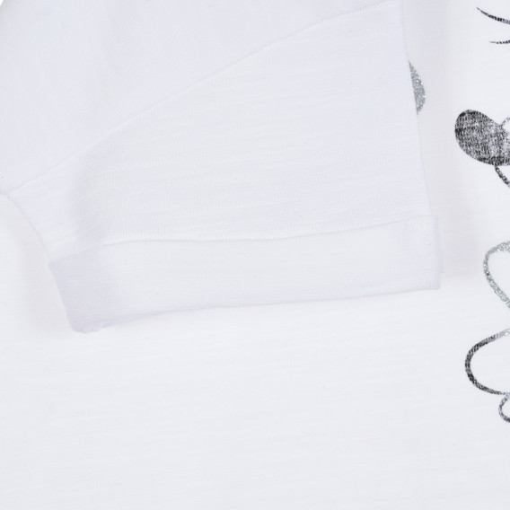 Памучна тениска с щампа на Minnie Mouse за бебе, бяла Benetton 268168 3