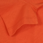 Памучна тениска с графичен принт, оранжева Benetton 268202 3