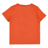 Памучна тениска с графичен принт, оранжева Benetton 268203 4