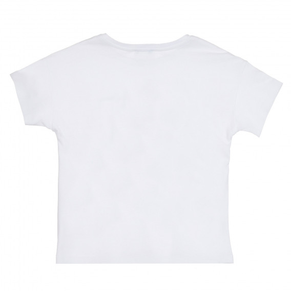 Памучна тениска с графичен принт на коте, бяла Benetton 268207 4