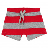 Хавлиени къси панталони в червено и сиво райе за бебе Benetton 268215 