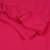 Памучна блуза с къс ръкав и къдрички, розова Benetton 268235 2