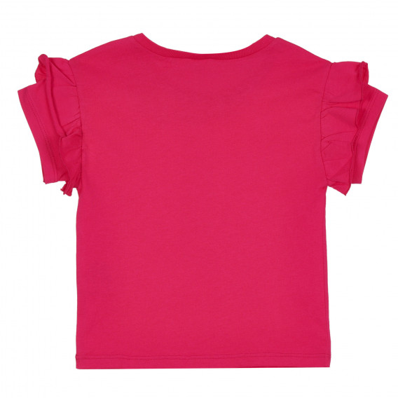 Памучна блуза с къс ръкав и къдрички, розова Benetton 268237 4