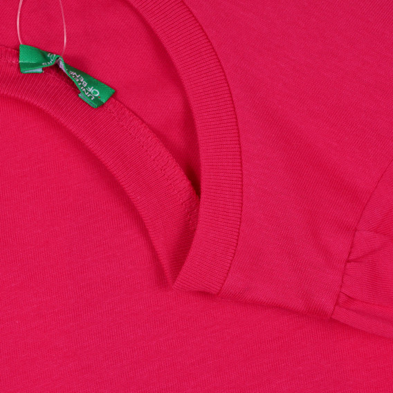 Памучна блуза с дълъг ръкав и графичен принт, червена Benetton 268255 3