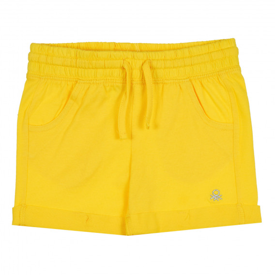 Памучен къс панталон с подгънати крачоли за бебе, жълт Benetton 268257 