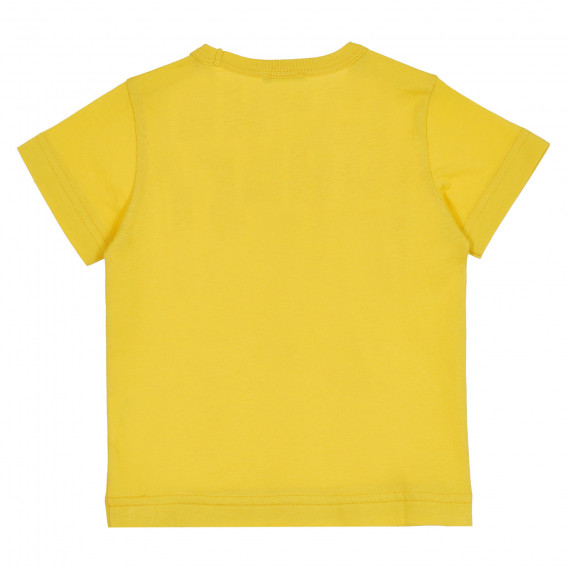 Памучна тениска с надпис Great за бебе, жълта Benetton 268275 4