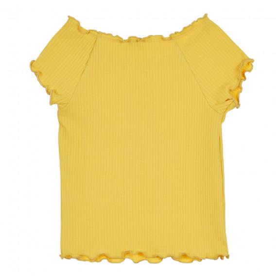 Блуза с къс ръкав и къдрички, жълта Benetton 268298 3