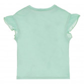 Памучна тениска с щампа и оранжеви акценти, зелена Benetton 268305 4