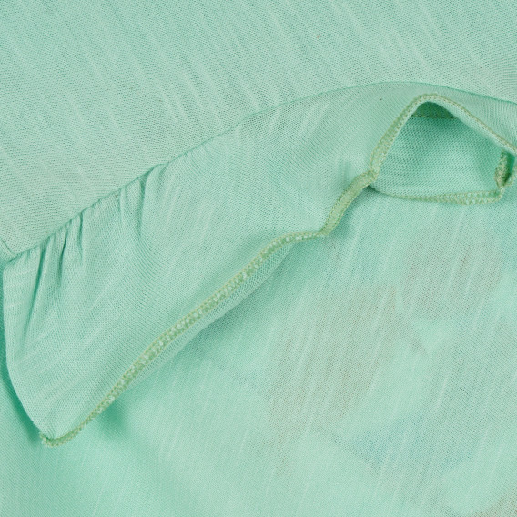Памучна тениска с щампа и розови акценти, зелена Benetton 268308 3