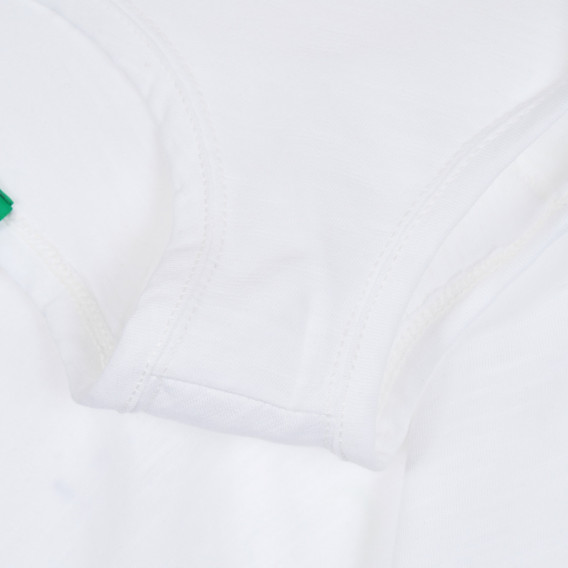 Разкроен памучен потник с щампа на сърца и надпис, бял Benetton 268312 3