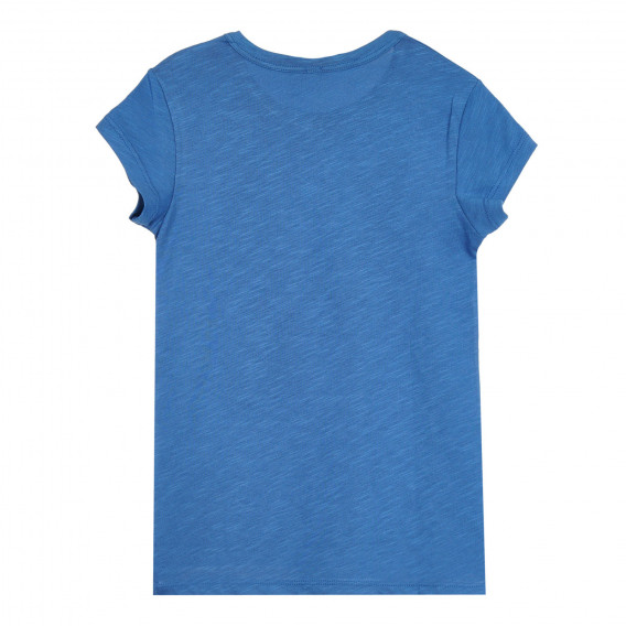 Памучна тениска с щампа и брокатени акценти за бебе, синя Benetton 268325 4
