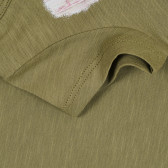 Памучна тениска с щампа и брокатени акценти за бебе, зелена Benetton 268328 3