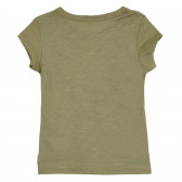 Памучна тениска с щампа и брокатени акценти за бебе, зелена Benetton 268329 4