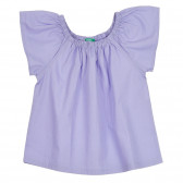 Памучна блуза с къс ръкав, лилава Benetton 268350 