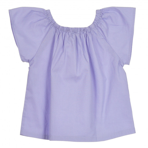 Памучна блуза с къс ръкав, лилава Benetton 268352 3