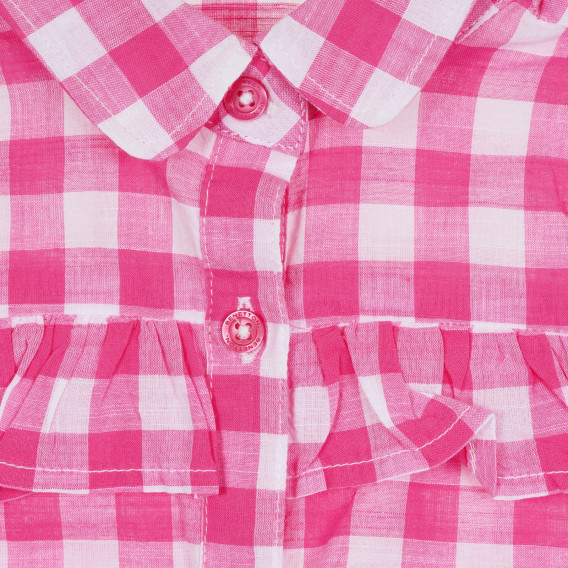 Памучна риза без ръкави в розово и бяло каре Benetton 268362 2