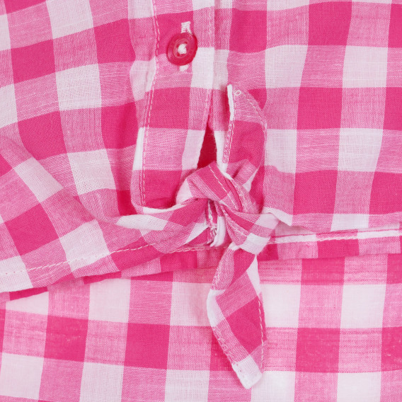 Памучна риза без ръкави в розово и бяло каре Benetton 268363 3