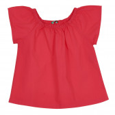 Памучна блуза с къс ръкав, червена Benetton 268365 