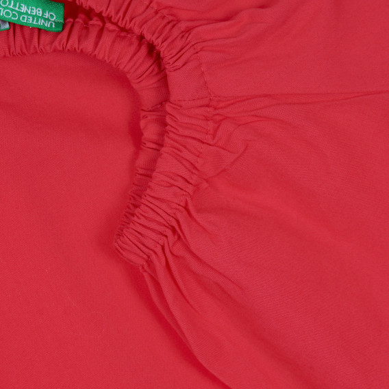 Памучна блуза с къс ръкав, червена Benetton 268366 2