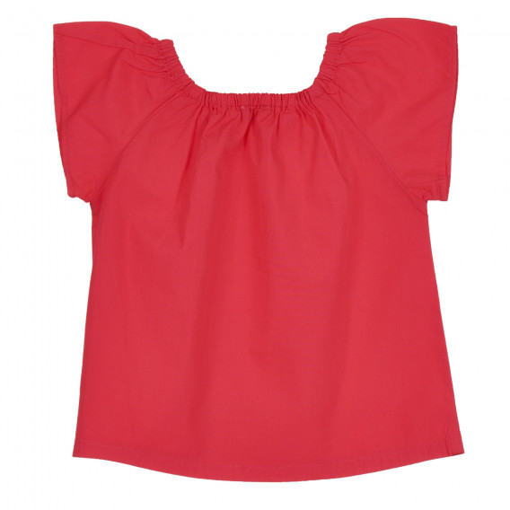 Памучна блуза с къс ръкав, червена Benetton 268367 3