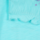 Памучна тениска с щампа и надпис, светлосиня Benetton 268393 3