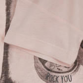 Тениска с щампа- Rock you, светлорозова Benetton 268405 3