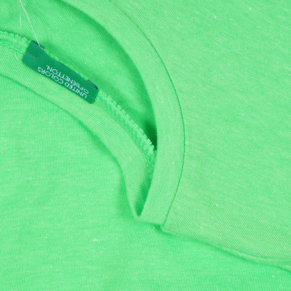 Тениска с къс ръкав и апликация, зелена Benetton 268425 3