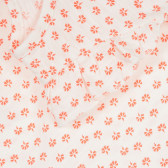 Памучна блуза с къдрички и оранжеви акценти за бебе, бяла Benetton 268432 2