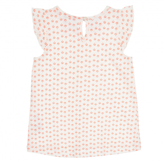 Памучна блуза с къдрички и оранжеви акценти за бебе, бяла Benetton 268434 4