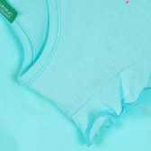 Памучна тениска с брокатен надпис за бебе, светлосиня Benetton 268445 3
