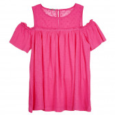 Памучна блуза с паднали ръкави, розова Benetton 268475 