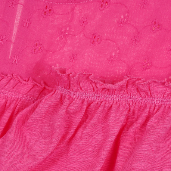 Памучна блуза с паднали ръкави, розова Benetton 268476 2