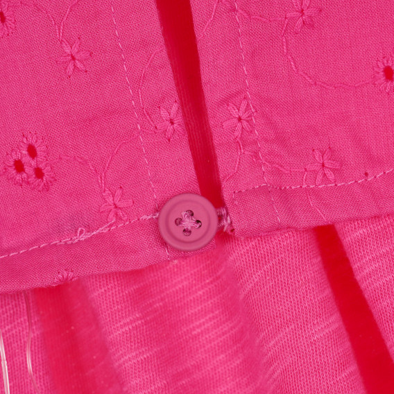 Памучна блуза с паднали ръкави, розова Benetton 268477 3
