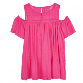 Памучна блуза с паднали ръкави, розова Benetton 268478 4