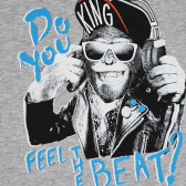Памучна тениска с щампа на музикална маймуна, сива Benetton 268488 2
