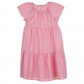 Памучна рокля с къс ръкав, в бяло и розово райе Benetton 268499 