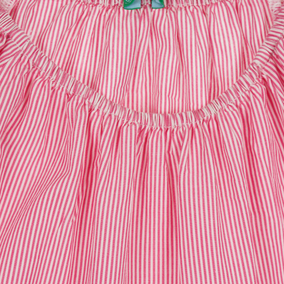 Памучна рокля с къс ръкав, в бяло и розово райе Benetton 268500 2