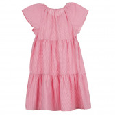 Памучна рокля с къс ръкав, в бяло и розово райе Benetton 268501 3
