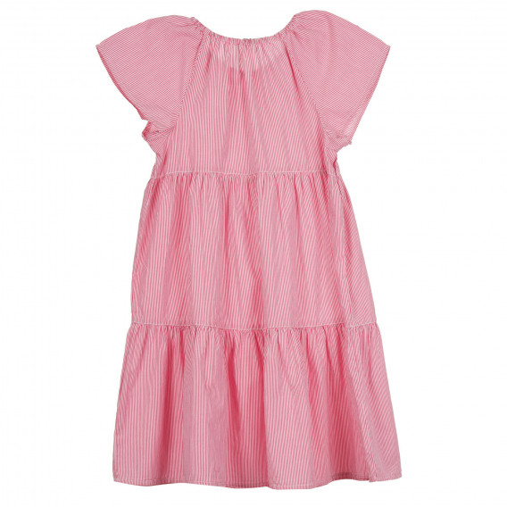 Памучна рокля с къс ръкав, в бяло и розово райе Benetton 268501 3