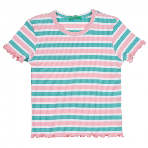 Раирана рипсена тениска за бебе, многоцветна Benetton 268520 