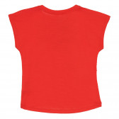 Памучна тениска с флорална щампа за бебе, червена Benetton 268557 4