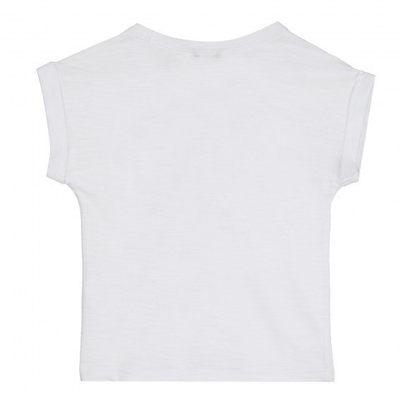 Памучна блуза с щампа на коте за бебе, бяла Benetton 268581 4