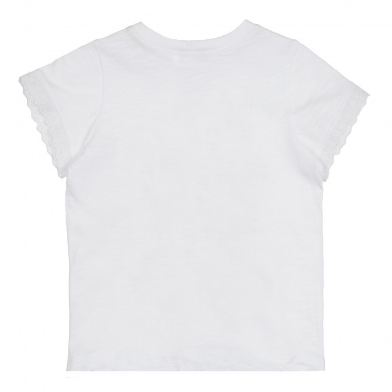 Памучна блуза с щампа Happy Friends, бяла Benetton 268596 4