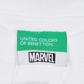 Памучна тениска с щампа на Marvel за бебе, бяла Benetton 268619 3