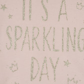 Тениска с брокатен надпис и къдрички, светлорозова Benetton 268634 2