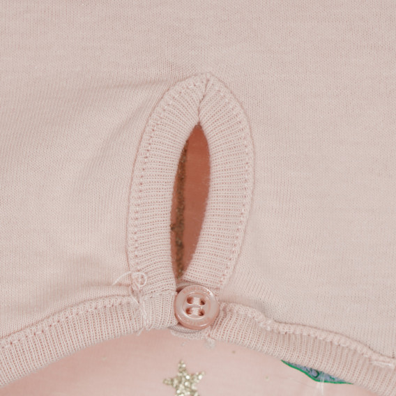 Тениска с брокатен надпис и къдрички, светлорозова Benetton 268635 3