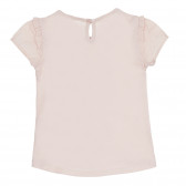 Тениска с брокатен надпис и къдрички, светлорозова Benetton 268636 4