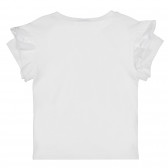 Памучна блуза с къс ръкав и къдрички, бяла Benetton 268644 4